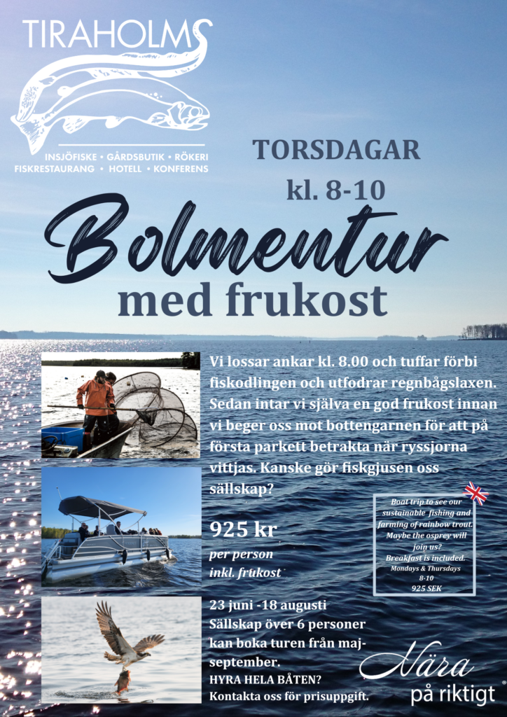 båttur med Bolmen, guidning i naturreservatet Tira öar